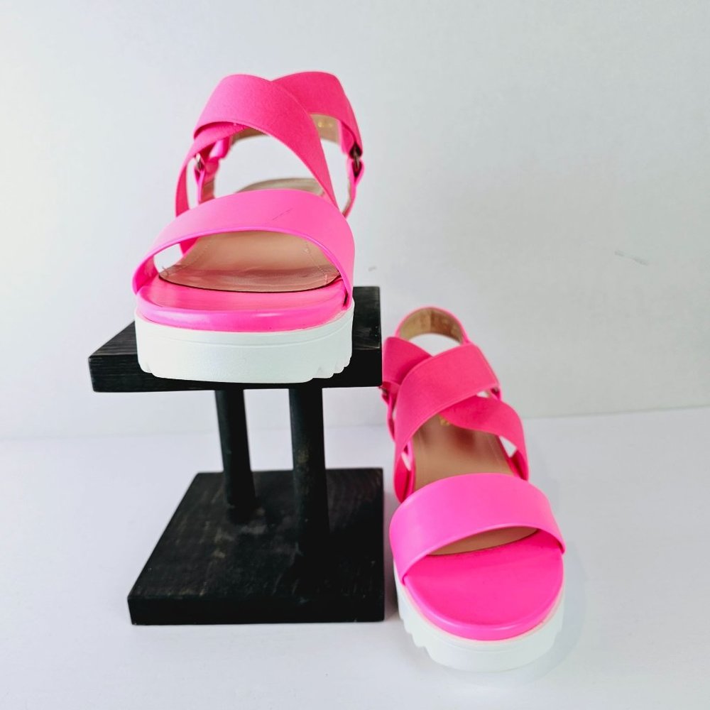Dream Pairs Hot Pink Platform Wedge Sandals - Picture 4 of 7